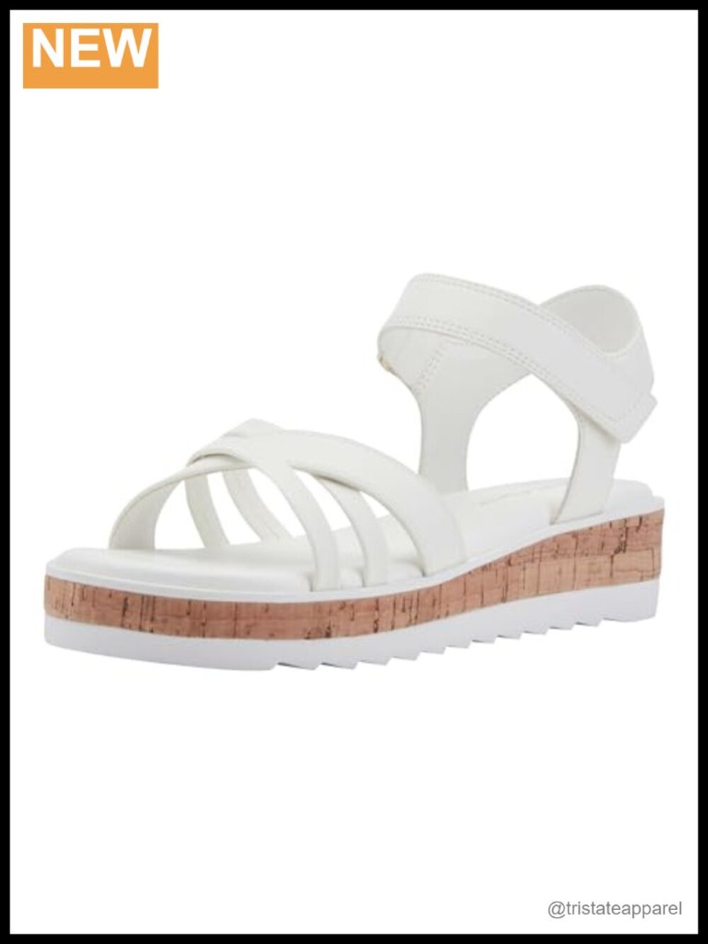 Faux Leather Platform Heeled Sandals Round Toe Hook and Loop Dress Shoes